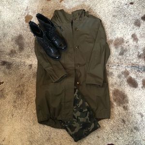 Hooded army green jacket